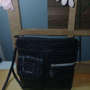 (2) Lot Of Crocodile Type Patterned Purse & Clutch